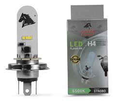 LAMPADA FAROL LED 12V H4 STROBO 6500K STALLION