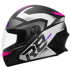 CAPACETE R8 PRO FOSCO PRETO/ROSA TAM.58