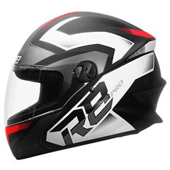 CAPACETE R8 PRO BRILHANTE PRETO/VERMELHO TAM.60