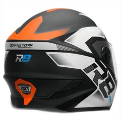 CAPACETE R8 PRO BRILHANTE PRETO/LARANJA TAM.56