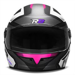CAPACETE R8 PRO BRILHANTE PRETO/ROSA TAM.60