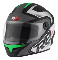 CAPACETE R8 PRO BRILHANTE PRETO/VERDE TAM.56