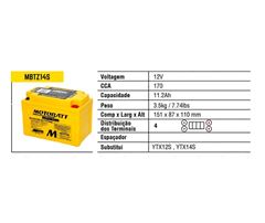 BATERIA AGM QUADFLEX MBTZ 14S - 11,2 AH