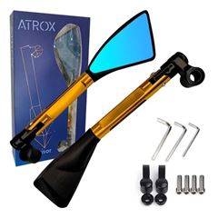 RETROVISOR ESPORTIVO LENTE AZUL (PAR) DOURADO