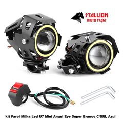 KIT FAROL LED DE MILHA 10W U7 MINI BRANCO E AZUL